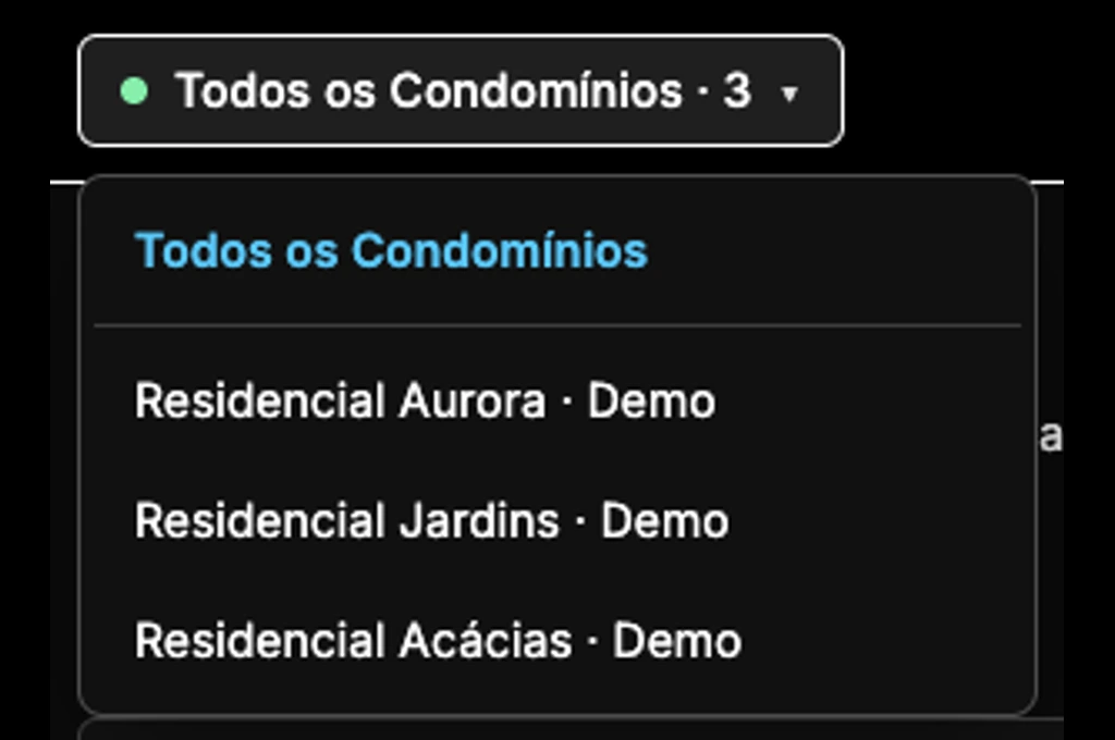 Seletor real de contexto aberto com condomínios demonstrativos